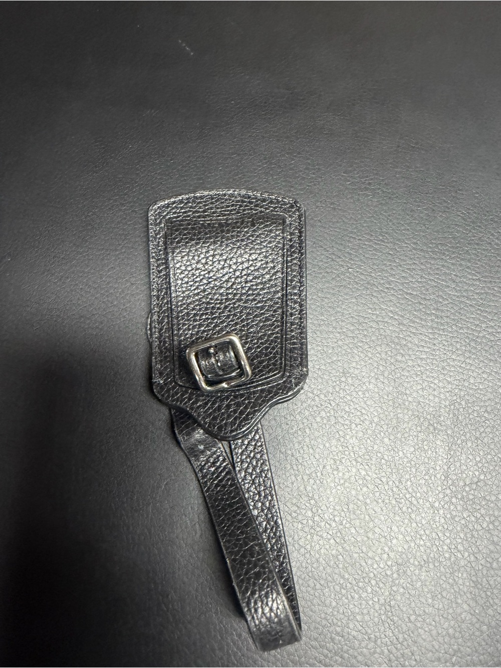 Coach Black Leather Key/Card Holder with Buckle Accent